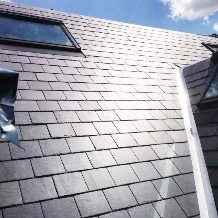 Slate roof with skylight